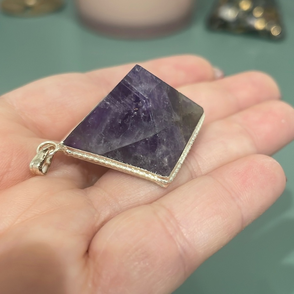 Amethyst Crystal Pyramid Pendant